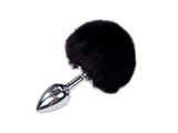 Металлическая анальная пробка Кроличий хвостик Alive Fluffy Plug S Black, диаметр 2,8 см купить