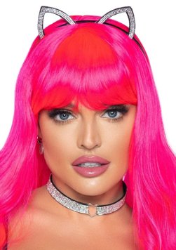 Набір кішечки Leg Avenue Cat ear headband and choker, чокер та вушка, прикрашений стразами фото і опис