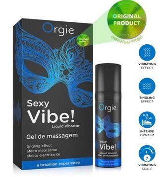 Жидкий вибратор Orgie Sexy Vibe! Liquid Vibrator, 15 мл, с эффектом мурашек фото и описание