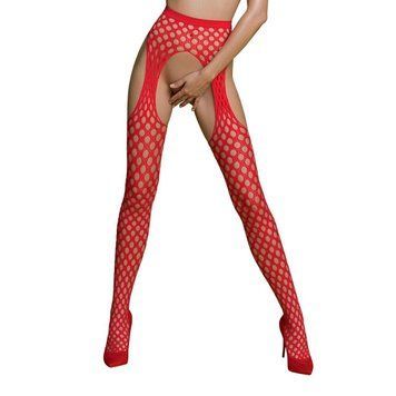 Эротические колготки-бодистокинг Passion ECO S003 red, с доступом, имитация подвязок фото и описание