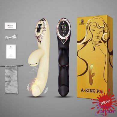 Вакуумний вібратор-кролик з підігрівом KISTOY A-King Pro Black, з LED-екраном фото і опис