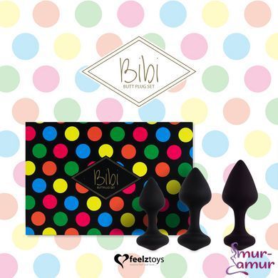 Набір силіконових анальних пробок FeelzToys - Bibi Butt Plug Set 3 pcs Black