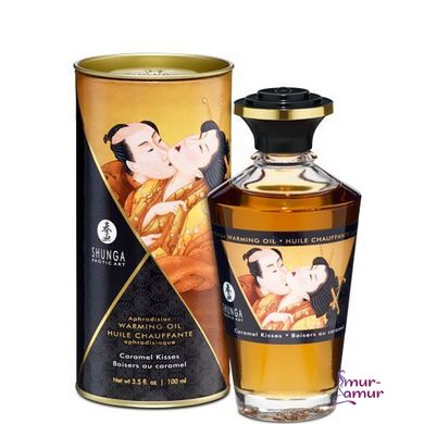 Розігрівальна олія Shunga Aphrodisiac Warming Oil – Caramel Kisses (100 мл) без цукру, смачна фото і опис