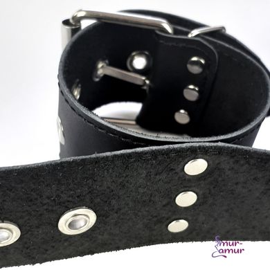 Ошейник с наручниками из натуральной кожи Art of Sex - Bondage Collar with Handcuffs фото и описание