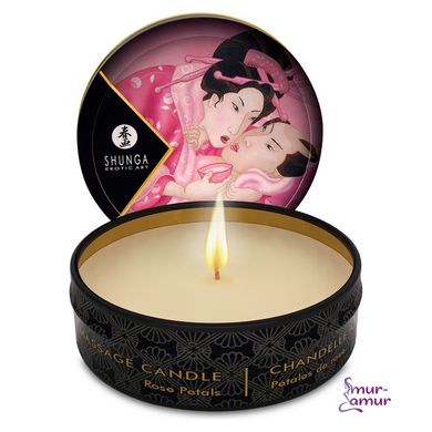 Массажная свеча Shunga Mini Massage Candle - Rose Petals (30 мл) с афродизиаками фото и описание