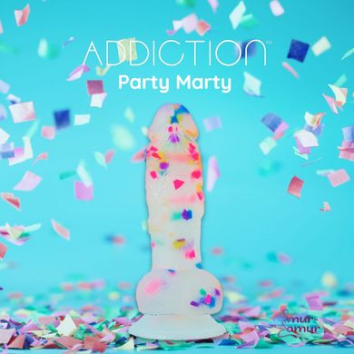 Фаллоимитатор с конфетти ADDICTION - PARTY MARTY - 7.5" - FROST & CONFETTI, 19 см, Силикон медицинский фото и описание