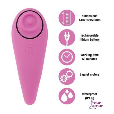 Пульсатор для клітора плюс вібратор FeelzToys - FemmeGasm Tapping & Tickling Vibrator Pink фото і опис