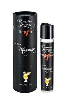 Масажна олія Plaisirs Secrets Pina Colada (59 мл) з афродизіаками, їстівна, подарункове паковання фото і опис