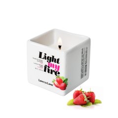Масажна свічка Love To Love LIGHT MY FIRE Strawberry (80 мл) без парабенів і консервантів фото і опис