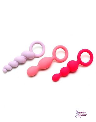 Набор анальных игрушек Satisfyer Plugs colored (set of 3) - Booty Call, макс. диаметр 3см фото і опис
