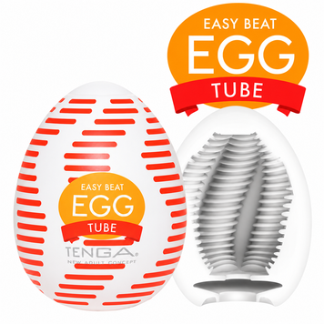 Мастурбатор-яйце Tenga Egg Tube, рельєф з поздовжніми лініями фото і опис