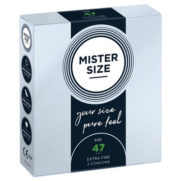 Презервативы Mister Size - pure feel - 47 (3 condoms), толщина 0,05 мм фото и описание