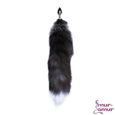Металлическая анальная пробка Лисий хвост Alive Black And White Fox Tail S, диаметр 2,9 см