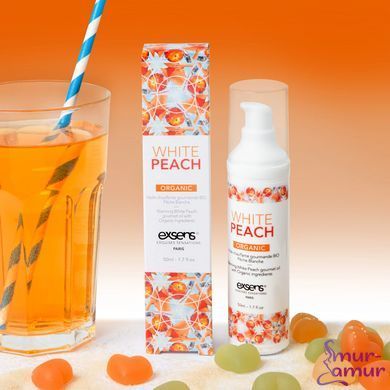 Масажна олія EXSENS Organic White Peach 50мл розігрівальна, без цукру, без парабенів, їстівна фото і опис