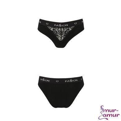 Трусики з широкою гумкою і мереживом Passion PS001 PANTIES XL, black фото і опис