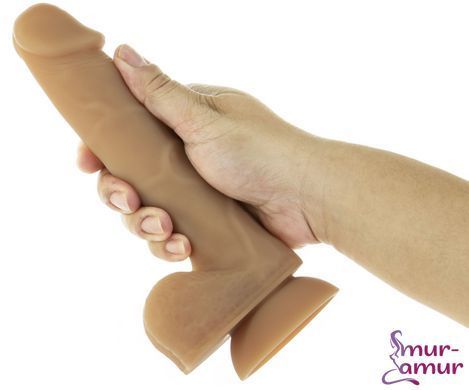Гнучкий фалоімітатор на присосці ADDICTION &mdash; ANDREW 8&Prime; Silicone Dong &mdash; Caramel, віброкуля в подаруно