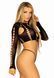 Комплект бесшовного белья Leg Avenue Long sleeve crop top & string Black, One Size, топ, стринги фото