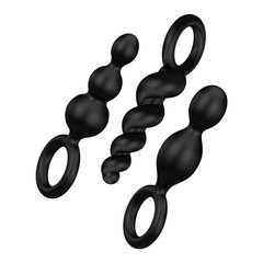 Набор анальных игрушек Satisfyer Plugs black (set of 3) - Booty Call, макс. диаметр 3см фото и описание