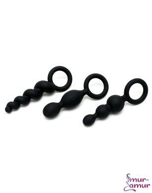 Набор анальных игрушек Satisfyer Plugs black (set of 3) - Booty Call, макс. диаметр 3 см