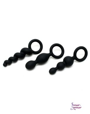 Набор анальных игрушек Satisfyer Plugs black (set of 3) - Booty Call, макс. диаметр 3см фото и описание