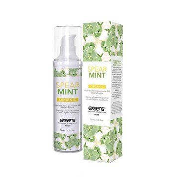 Масажна олія EXSENS Organic Spear Mint 50мл розігрівальна, без цукру, без парабенів, їстівна фото і опис