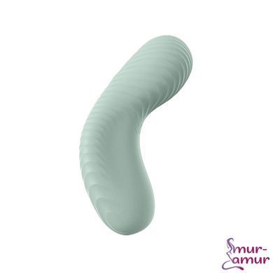 Накладной вибратор Fun Factory LAYA III sage green, эффект постукивания пальцем