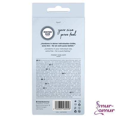 Презервативы Mister Size - pure feel - 49 (10 condoms), толщина 0,05 мм