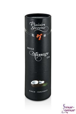 Массажное масло Plaisirs Secrets Coconut (59 мл) с афродизиаками, съедобное, подарочная упаковка фото и описание