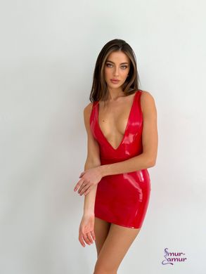 Лакированное платье с сексуальным декольте «Лучезарная Эмилия» D&A, XS/S, красное фото и описание