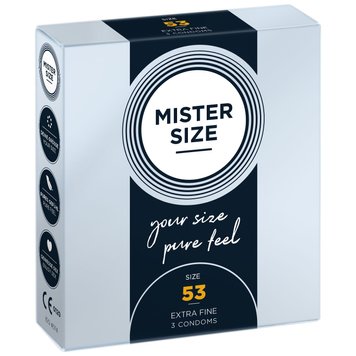 Презервативы Mister Size - pure feel - 53 (3 condoms), толщина 0,05 мм фото и описание
