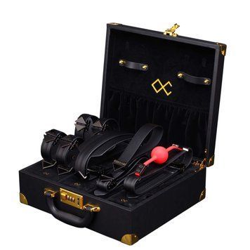 БДСМ-набір LOCKINK Moonlight Treasure Chest, чорний, натуральна шкіра фото і опис