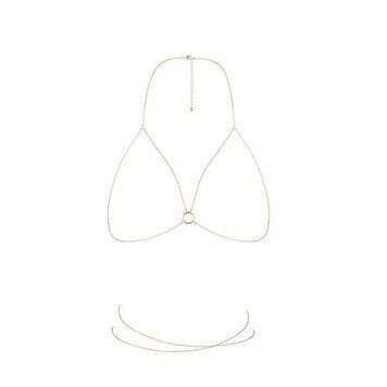 Цепочка портупея Bijoux Indiscrets Magnifique Bra Chain - Gold, украшение на тело фото и описание