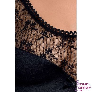 (SALE) Сорочка приталена PETRA CHEMISE black XXL/XXXL - Passion Exclusive, трусики фото і опис