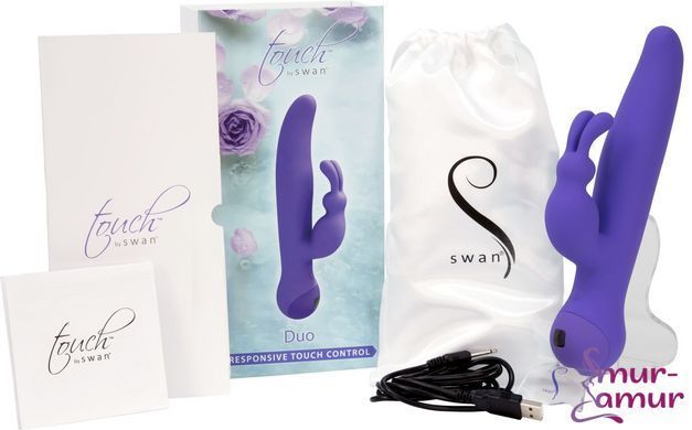 Вибратор-кролик с сенсорным управлением и ротацией Touch by SWAN - Duo Purple, глубокая вибрация фото и описание