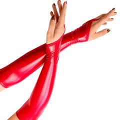 Виниловые миттинки Art of Sex - Lora длинные, размер L, цвет красный фото и описание