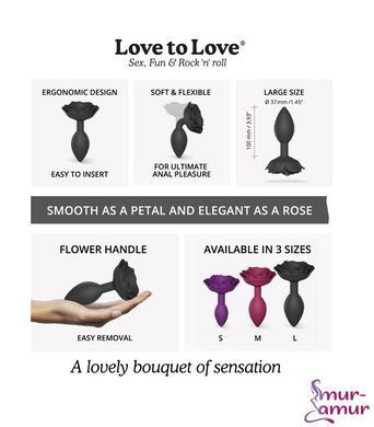 Силиконовая анальная пробка Love To Love OPEN ROSES L SIZE - BLACK ONYX