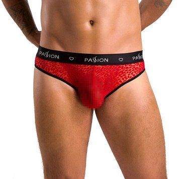 Чоловічі напівпрозорі труси Passion 031 SLIP MIKE S/M Red, під леопард фото і опис
