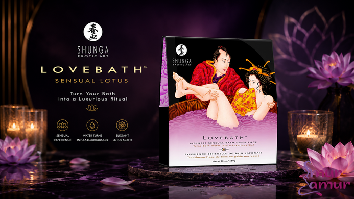 Гель для ванны Shunga LOVEBATH &ndash; Sensual Lotus 575 г, делает воду ароматным желе со SPA-эффектом