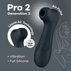 Вакуумный клиторальный стимулятор Satisfyer Pro 2 Generation 3 with Liquid Air Dark Grey фото и описание