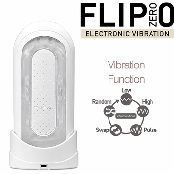 Вібромастурбатор Tenga Flip Zero Electronic Vibration White, змінна інтенсивність, розкладний