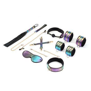 БДСМ-набір Liebe Seele Vivid Rainbow 8 Pieces Set, 8 аксесуарів, екошкіра на оксамитовій основі фото і опис