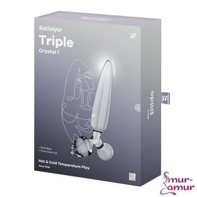 Трехсторонний стеклянный дилдо Satisfyer Triple Crystal 1 Transparent фото и описание