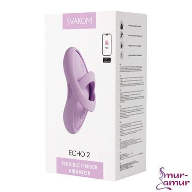 Смарт-вібратор для клітора Svakom Echo 2 Pink Lilac, підігрів до 38 &deg;C, знімна насадка на палець