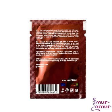 Пробник геля для оральных ласк с согревающим эффектом INTT Lick Me Kissable Gel Peach 2 мл фото и описание