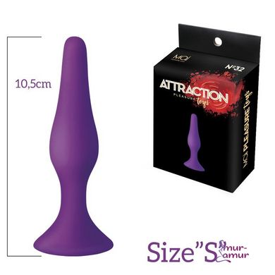 Анальна пробка на присосці MAI Attraction Toys №32 Purple, довжина 10,5 см, діаметр 2,5 см фото і опис