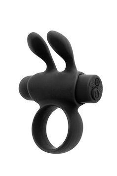 Ерекційне віброкільце S Pleasures Premium Rabbit Ring, чорне, зі знімною віброкулею та вушками фото і опис