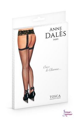 Чулки с поясом Anne De Ales TOSCA T4 Black, средняя сеточка, сзади стрелки, кружевной пояс фото и описание