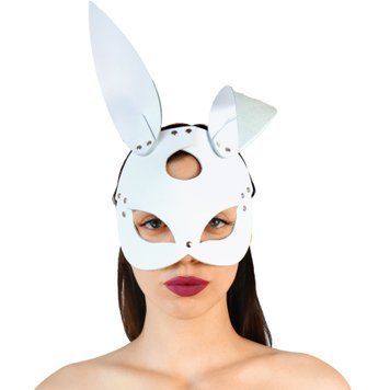 Шкіряна маска Зайчика Art of Sex - Bunny mask, колір Білий фото і опис
