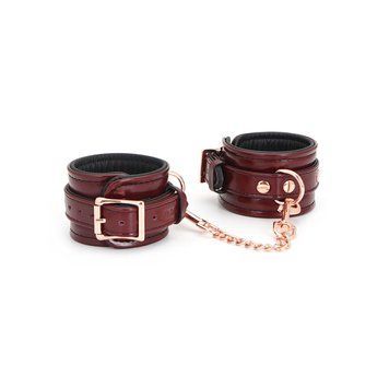 Кожаные наручники Liebe Seele Wine Red Wrist Cuffs, съемная цепочка-крепление фото и описание