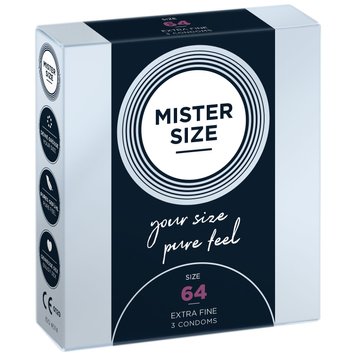 Презервативы Mister Size - pure feel - 64 (3 condoms), толщина 0,05 мм фото и описание